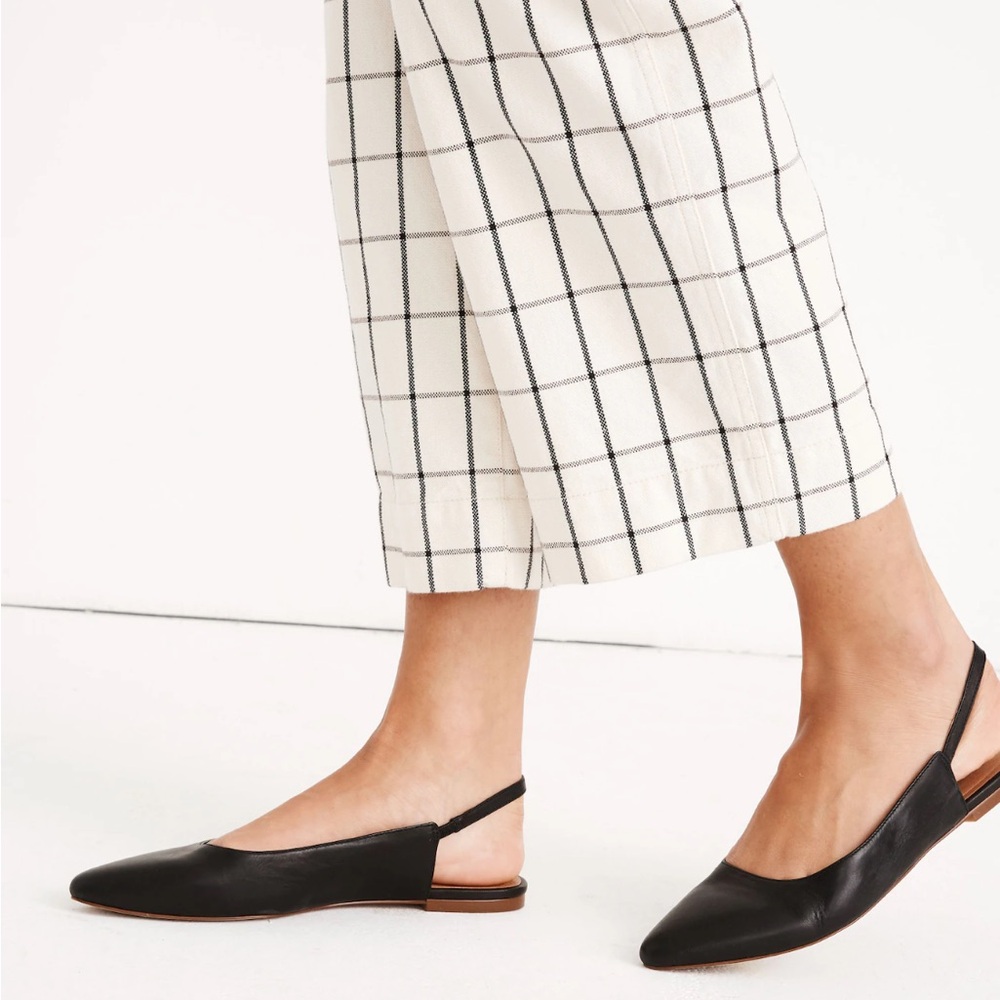 Madewell | Women’s black leather Margot slingback classic pointed toe flats sz 8 - Picture 16 of 16
